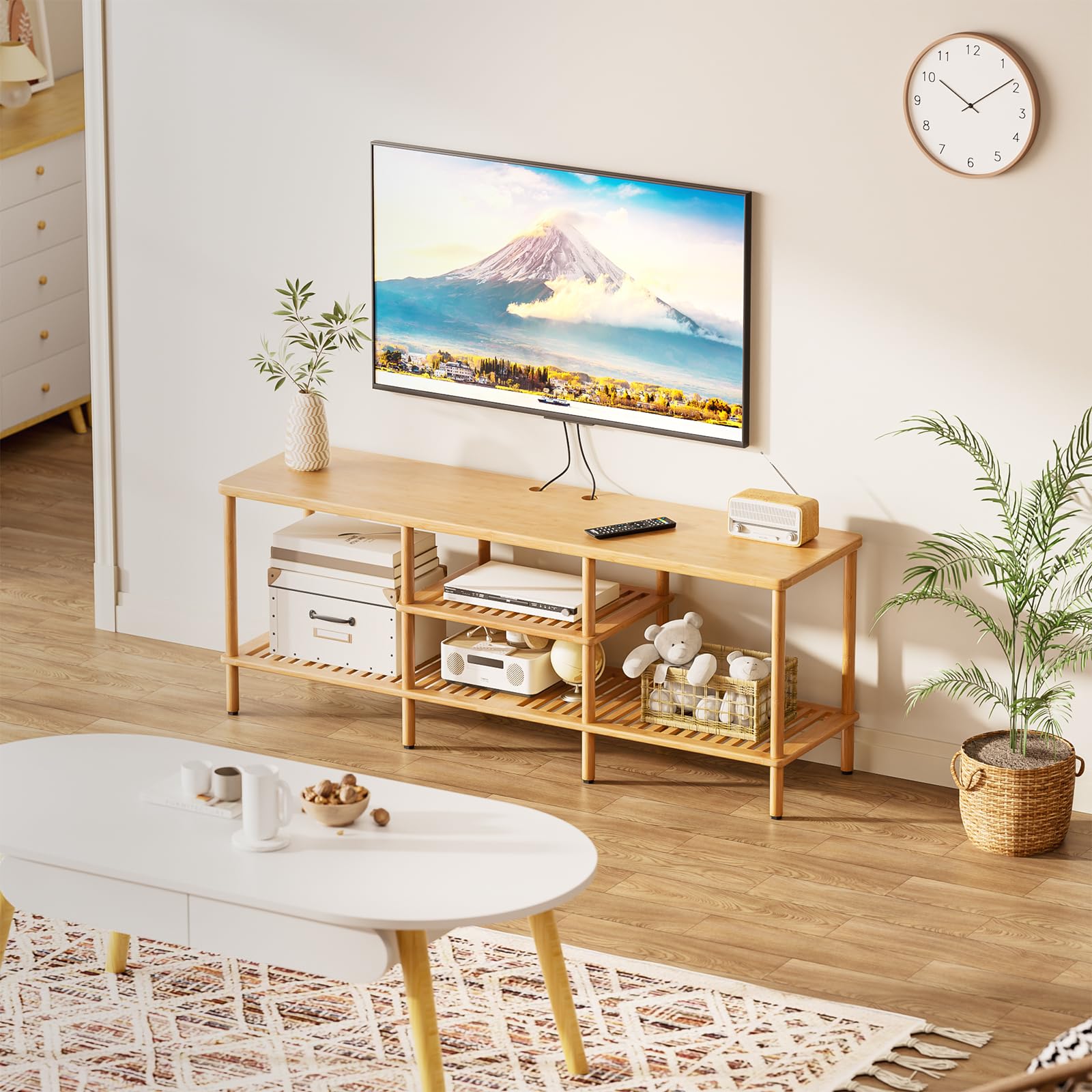 Amazon.com: Amazer Bamboo TV Stand for 60 65 Inch TV